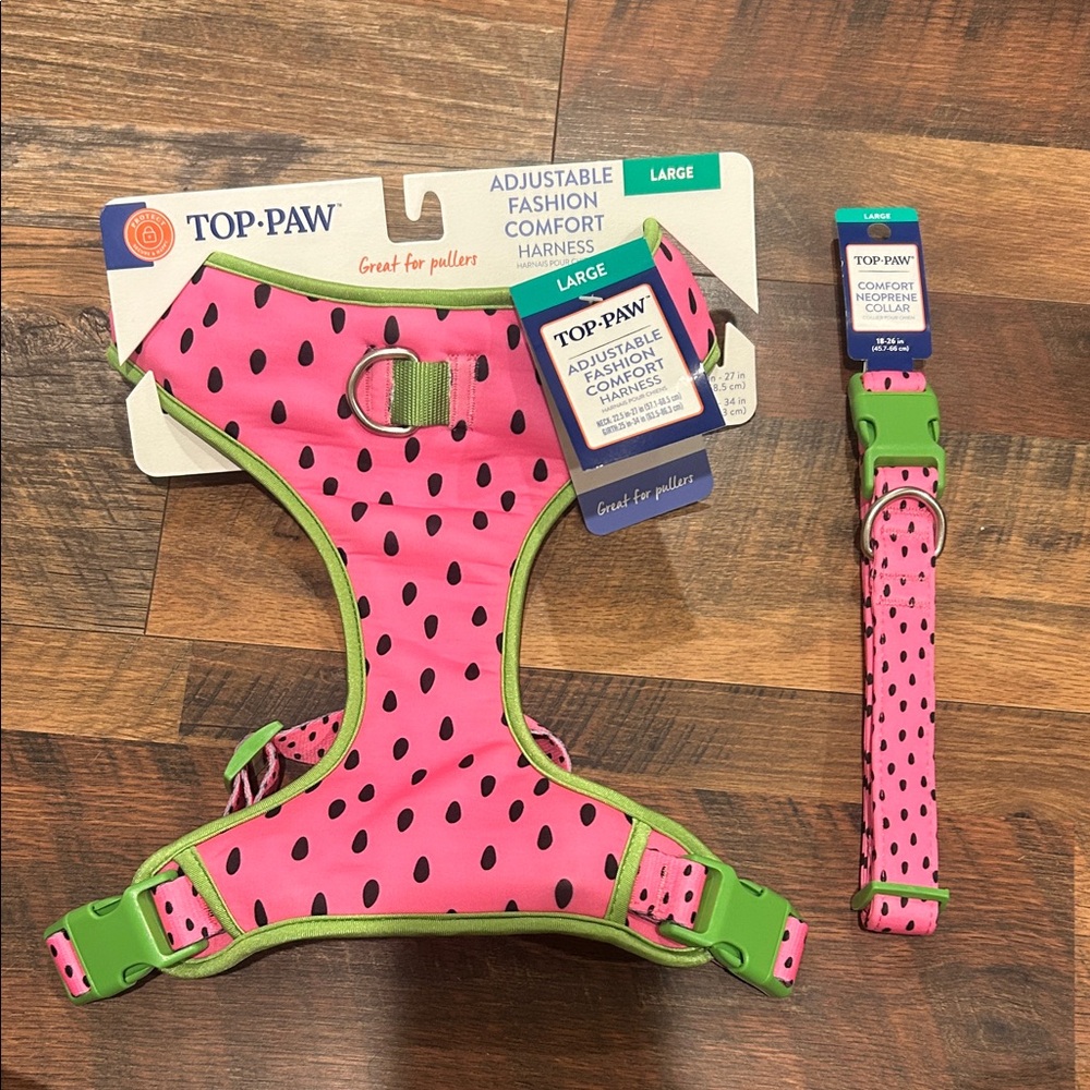 Top Paw Watermelon Comfort Harness and Collar- large